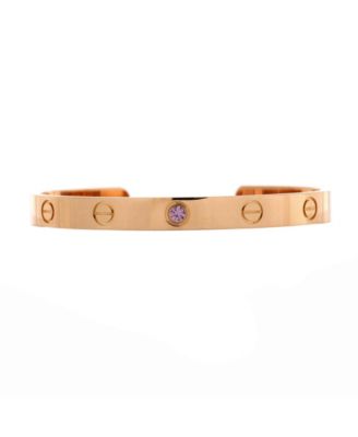 Pre-Owned Cartier Love Cuff Bracelet 18K Rose Gold with Pink Sapphire