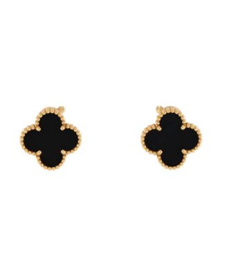 Pre-Owned Van Cleef & Arpels Vintage Alhambra Earrings 18K Gold and Onyx