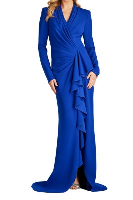 Markum Long-Sleeve Flounce Gown