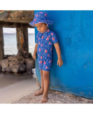 Boys' Sailboat Rock Short Sleeve Sunsuit - Baby