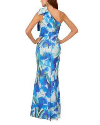Floral Printed Scuba Gown