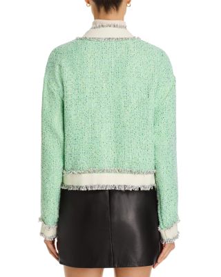 Fringe Trim Colorblocked Jacket