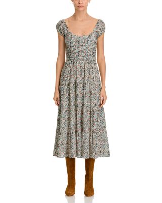 topshop pink floral midi dress Three-Quarter Sleeve Midi Dress