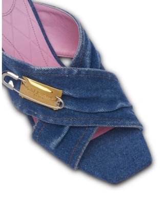 Women's Denim Safety Pin Mules