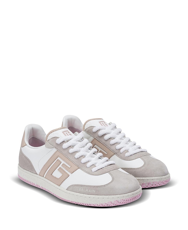 Balmain Lace-up Low-cut Casual Shoes In Beige
