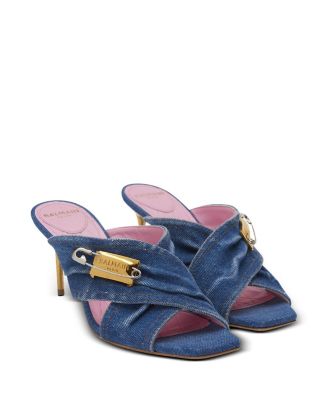 Balmain - Women's Denim Safety Pin Mules