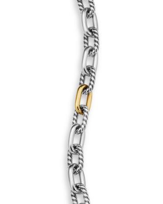 Men's DY Madison&reg; Chain Bracelet in Sterling Silver with 18K Yellow Gold, 6mm