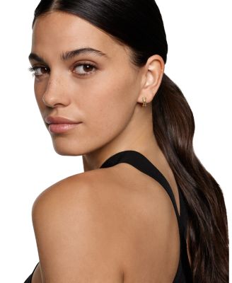 Crossover Huggie Hoop Earrings in Sterling Silver with 18K Yellow Gold, 12.4mm