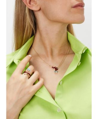 9K Yellow Gold & Sterling Silver You're So Vine Blue Topaz Brown Pendant Necklace, 15"-15.75"