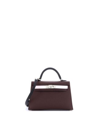 Pre-Owned HERMES Kelly 20 Handbag Tricolor Epsom with Palladium Hardware