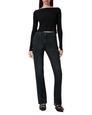 Hollis Cargo Bootcut Jeans in Washed Black