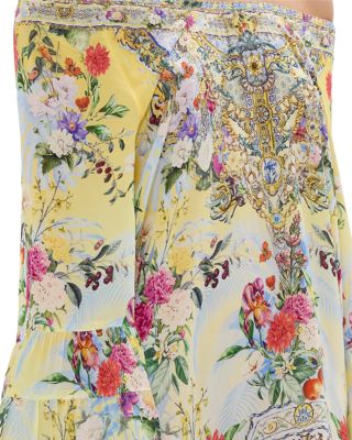 Floral Print A Line Silk Mini Dress