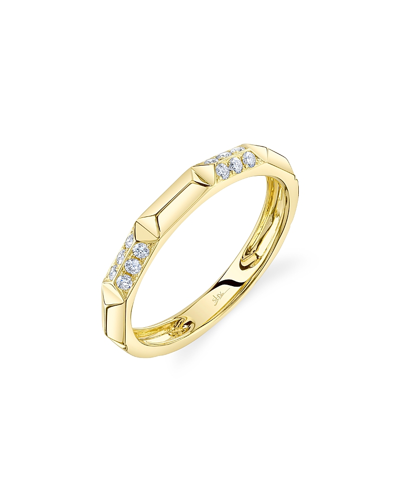 Shy Creation 14K Yellow Gold Kate Diamond Pave Geometric Band