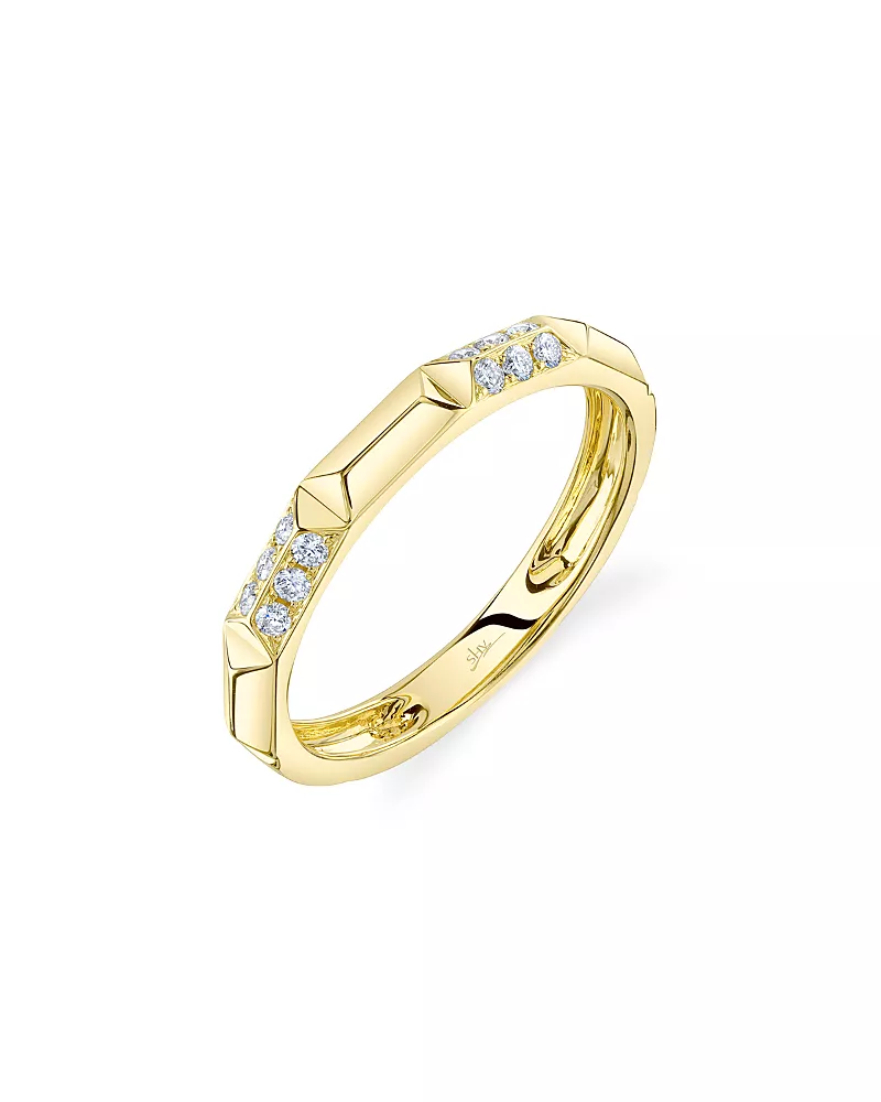 Shy Creation 14K Yellow Gold Kate Diamond Pave Geometric Band