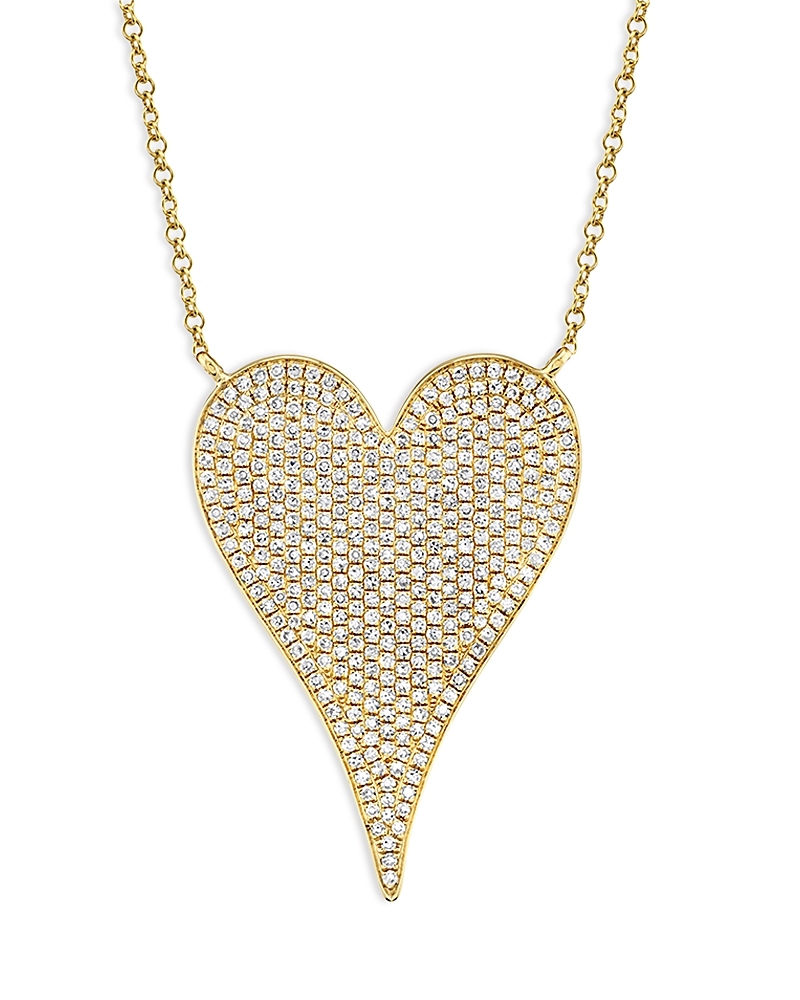 Shy Creation 14k Yellow Gold Kate Diamond Pave Heart Pendant Necklace, 18 In Gold