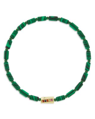 Men's Rainbow Sapphire Twisted Hexagon Malachite Beaded Bracelet