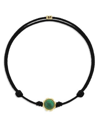 Men's 14K Yellow Gold Diamond Cabochon Cord Bracelet