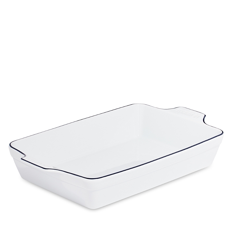 Made In Porcelain Rectangular Baking Dish In White/navy