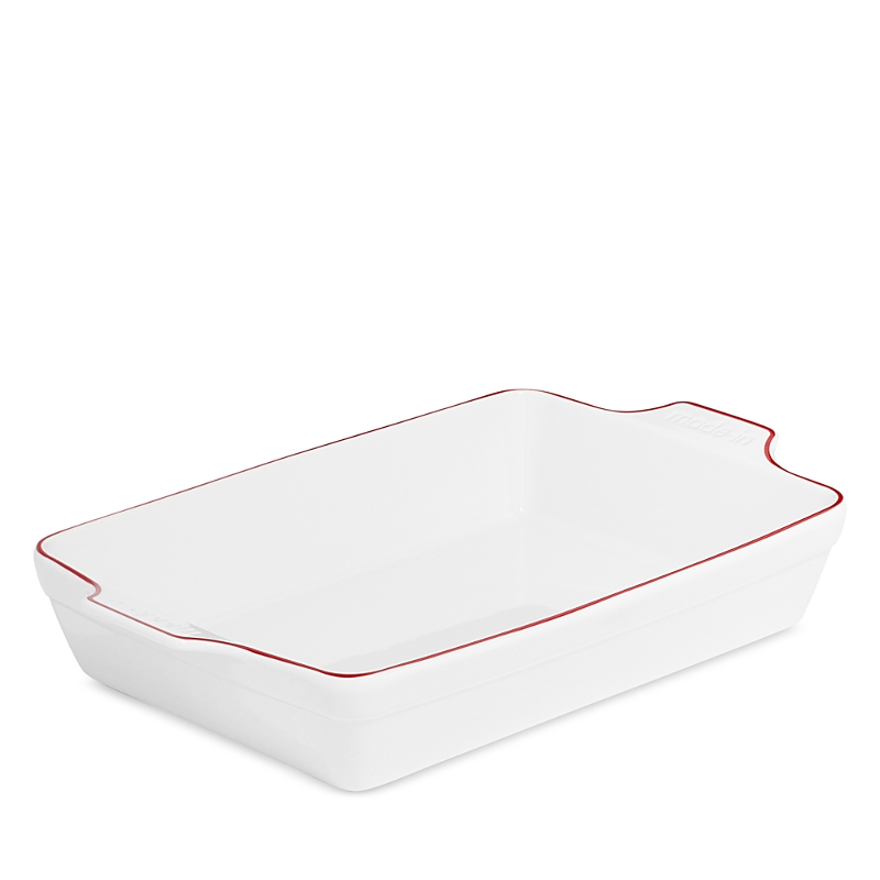 Made In Porcelain Rectangular Baking Dish In White/red