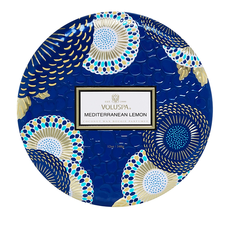 Voluspa Mediterranean Lemon Three-wick Tin Candle