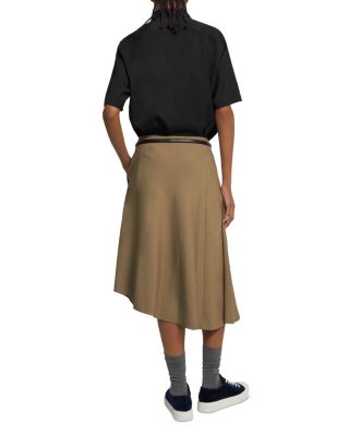 Asymmetric Hem Midi Skirt
