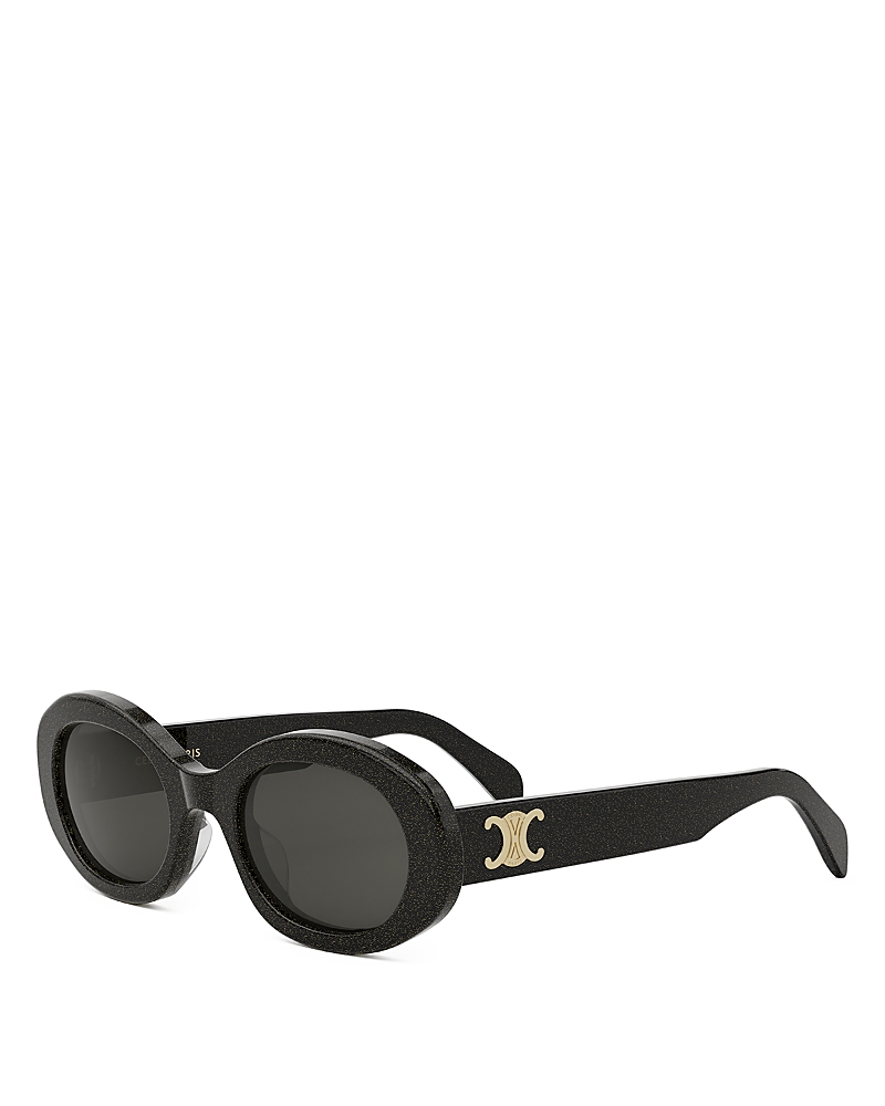 Celine Triomphe Logo Oval Acetate Sunglasses In Black