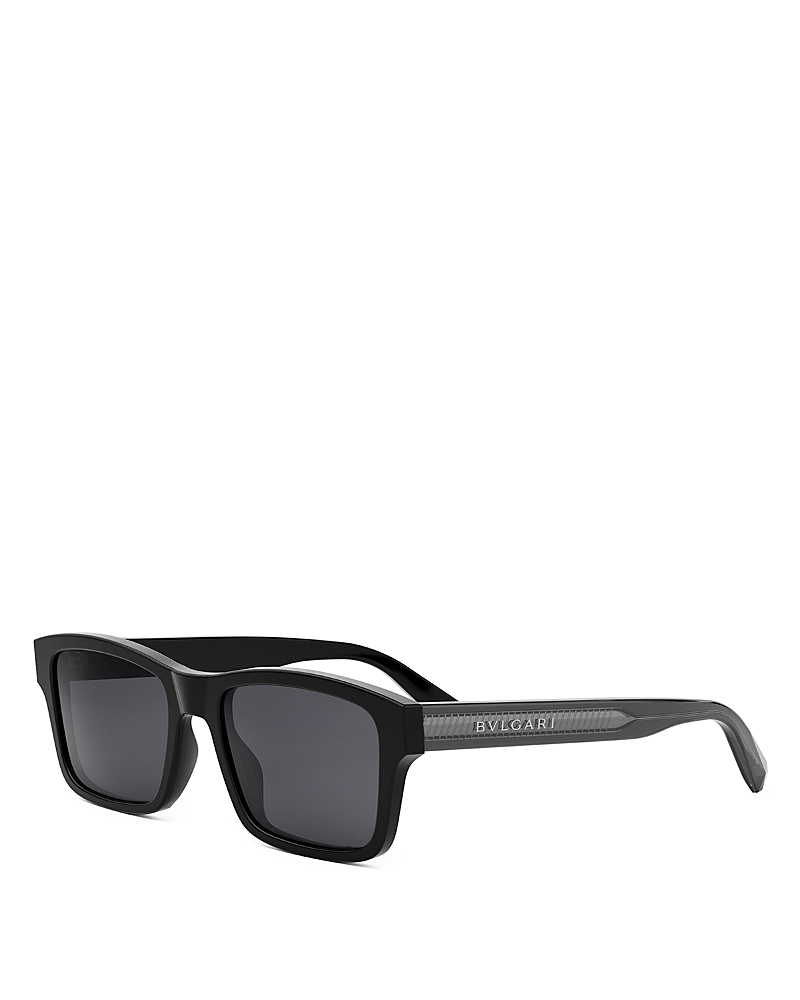 Bvlgari Tubogas Rectangular Sunglasses, 55mm In Black/crystal/smoke