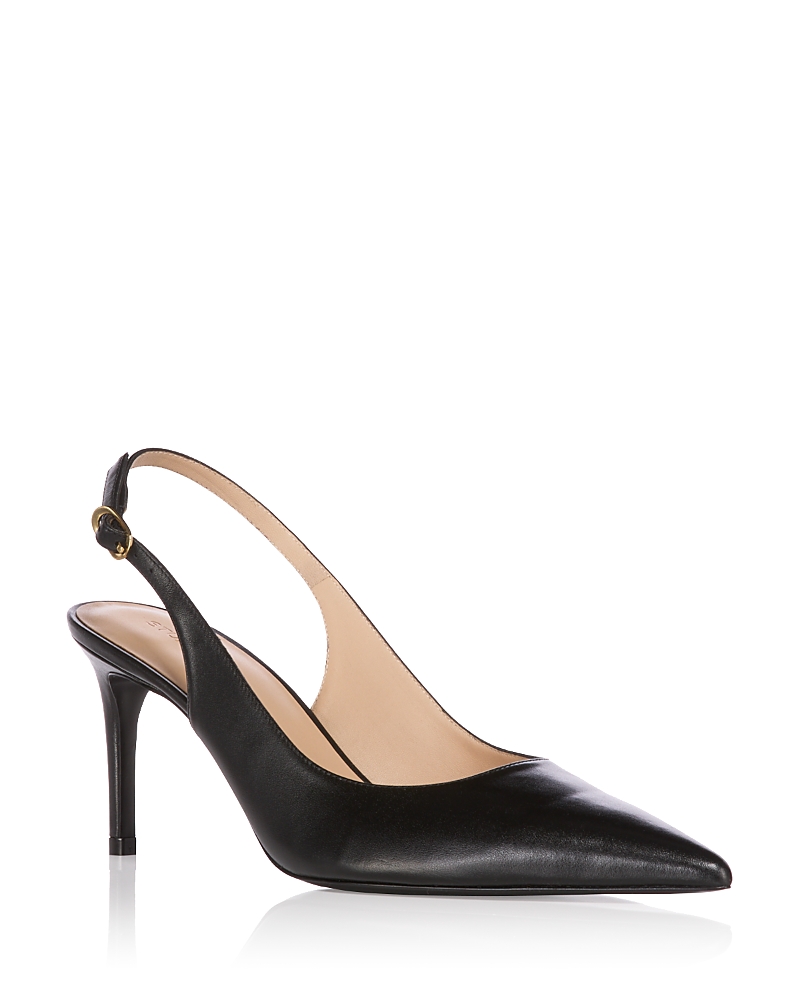 Stuart Weitzman Stuart Power 75 Pointed Toe Slingback Pump In Black