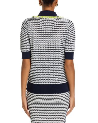 Ruffled Trim Polo Top