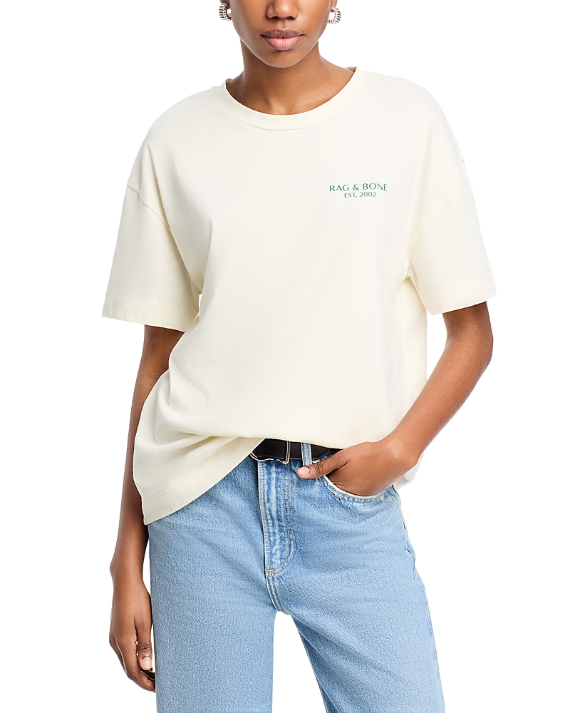 Rag & Bone Raquet Boyfriend Fit Graphic T-shirt In Ivory