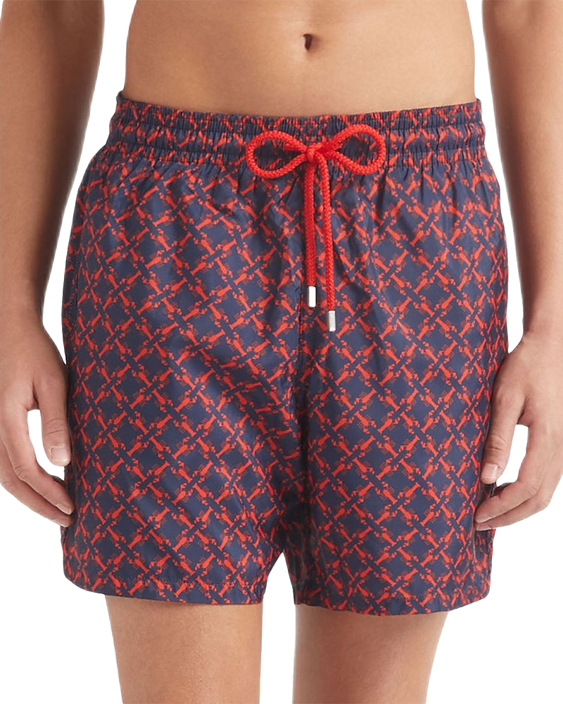Vilebrequin Mahina Patterned Beach Shorts In Navy