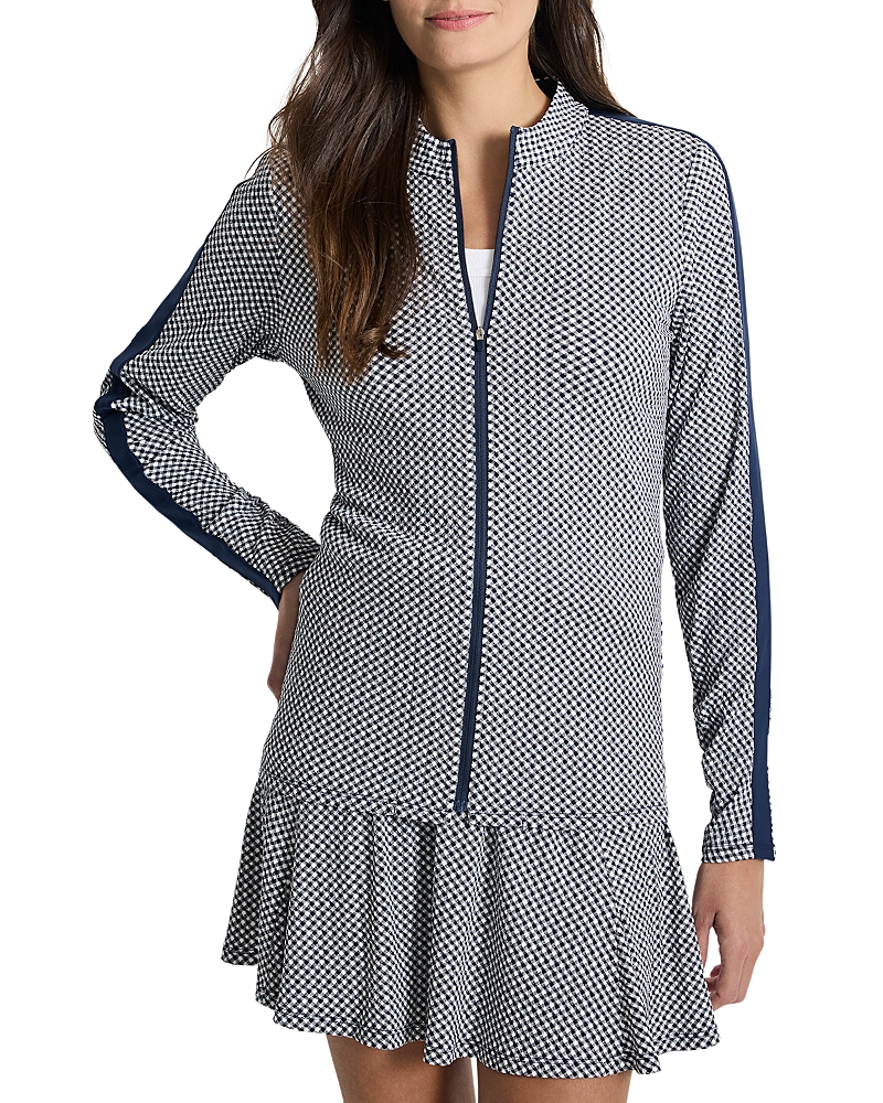 Nic + Zoe Nic+zoe Easy Gingham Zip Front Jacket In Indigo Multi