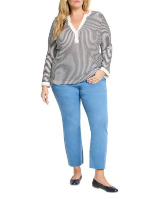 Plus Zig Zag Split V Neck Top