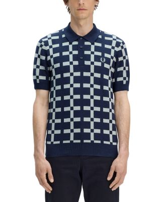 Fred Perry - Geometric Regular Fit Jacquard Knit Polo Shirt