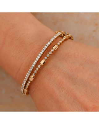 14K Yellow Gold Bailey Diamond Bezel Geometric Link Bracelet