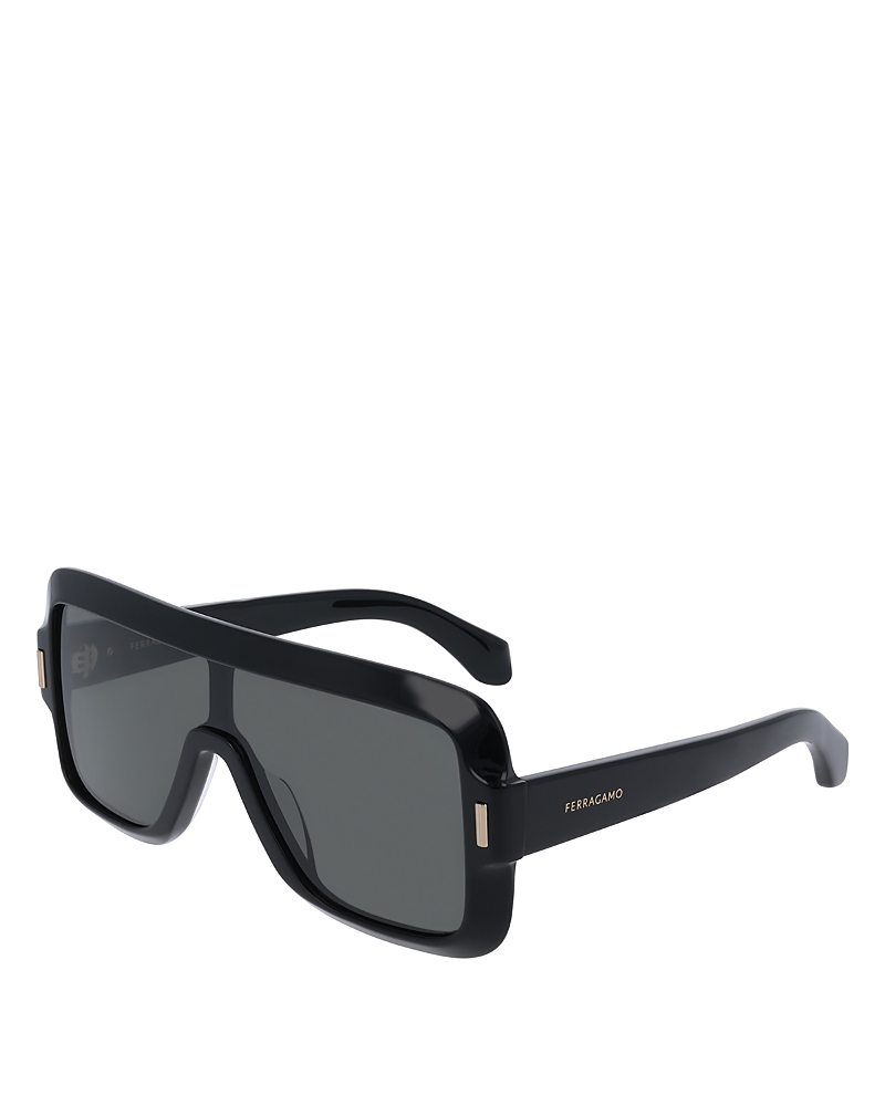 Ferragamo Rivet Acetate Shield Sunglasses In Black