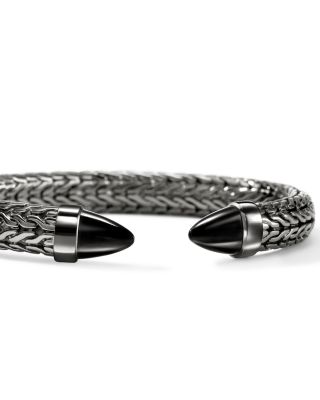 Sterling Silver Spear Black Onyx Cuff Bracelet