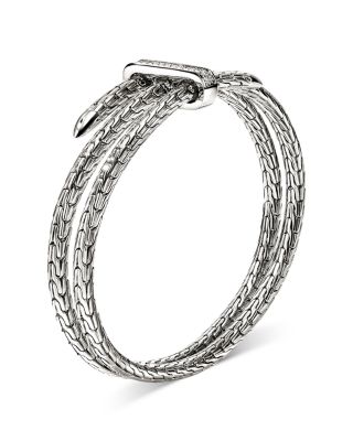 Sterling Silver Spear Diamond Pav&eacute; Double Flex Cuff Bracelet