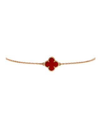 Pre-Owned Van Cleef & Arpels Sweet Alhambra Bracelet 18K Rose Gold and Carnelian