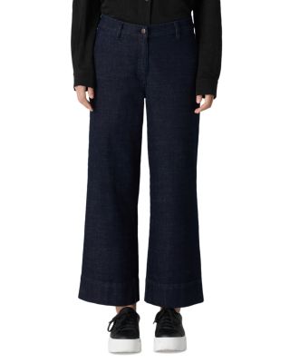 Eileen Fisher - Cotton High Rise Wide Leg Ankle Jeans in Deep Indigo