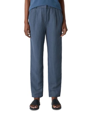 Eileen Fisher - Ankle Pleated Linen and Silk Pants