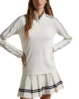 Piped Trim Stretch Interlock Quarter Zip Top