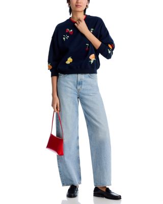 AQUA Fruit Embroidered Sweatshirt - Exclusive | Bloomingdale's