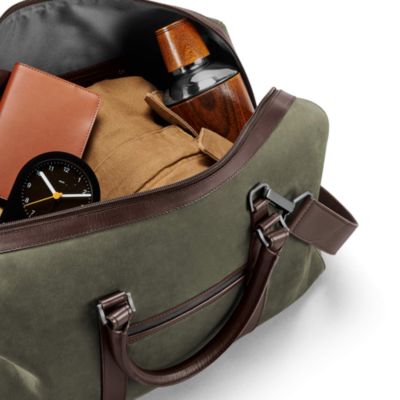 Compact Leather Weekender Bag