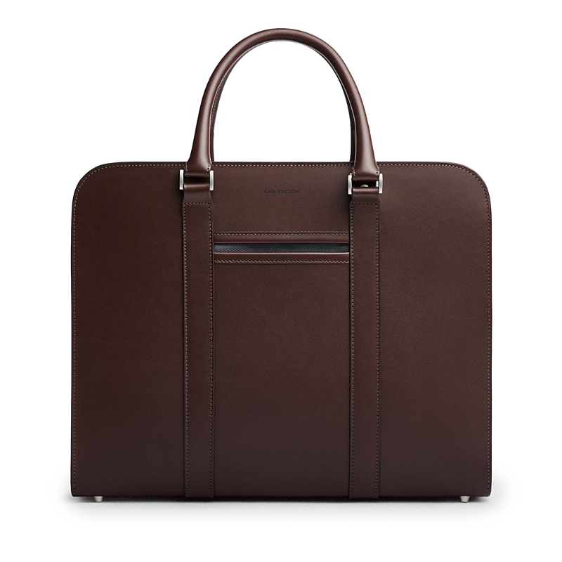 Carl Friedrik Palissy Double Leather Briefcase In Chocolate
