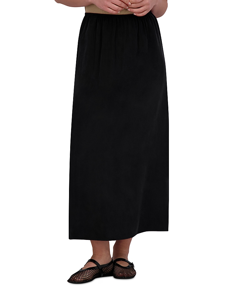 Point Faux Suede A Line Skirt In Black