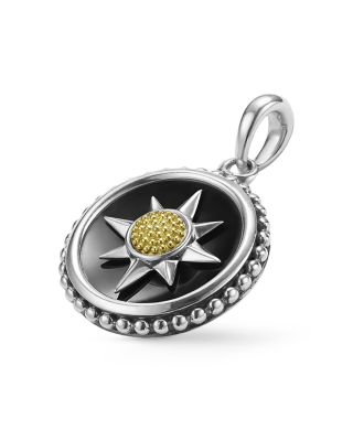 Men's 18K Yellow Gold & Sterling Silver Anthem Black Agate Starburst Amulet Pendant - Exclusive 