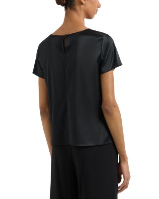 Stretch Silk Satin Short Sleeve Blouse