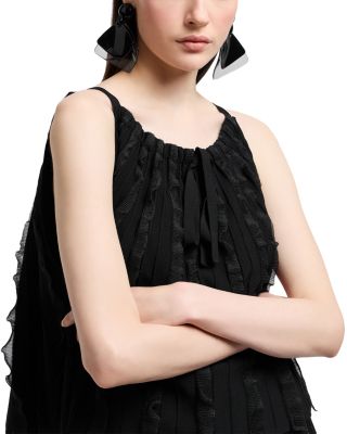 Sleeveless Tent Top with Vertical Ruffle Detail