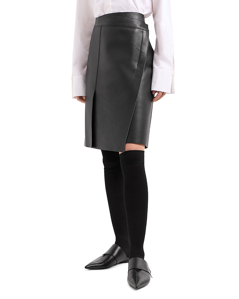 Emporio Armani Leather Wrap Effect Skirt
